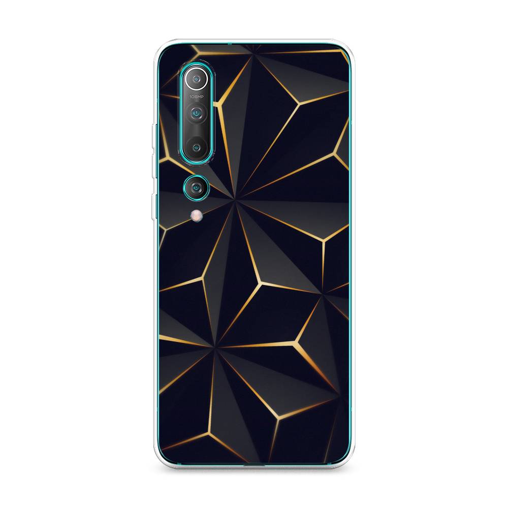 

Чехол на Xiaomi Mi 10 Pro "Черные полигоны", Золотистый;черный, 37850-3