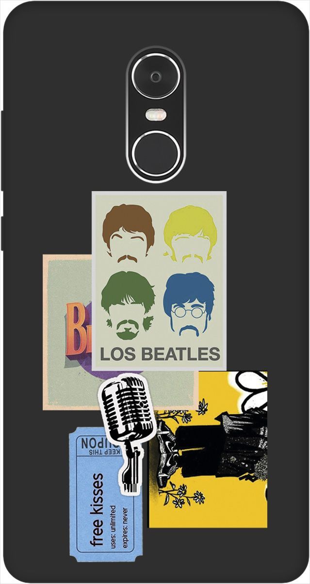 

Чехол на Xiaomi Redmi Note 4 "Beatles Stickers" черный, Черный;белый, 8637