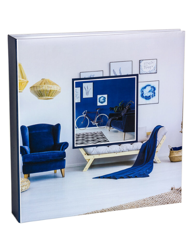 Фотоальбом «Дизайн интерьеров», синий, 400 фото в кармашках, металлические кольца