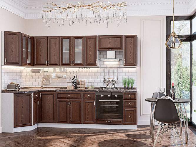 

Кухонный гарнитур Vivat Шале-03 Brown Dreamline угловая