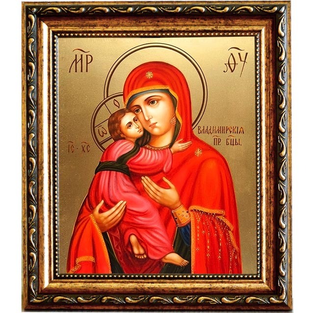

Владимирская икона Божьей Матери на холсте.