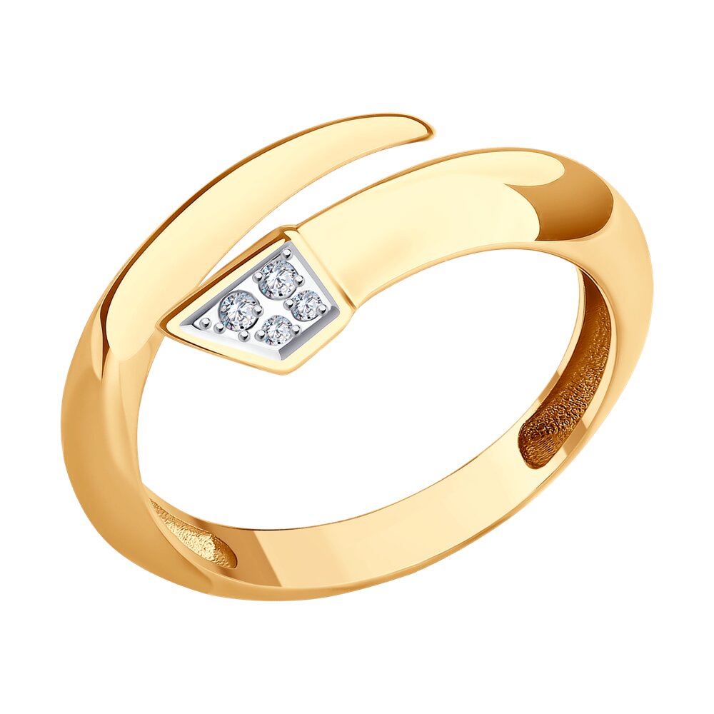 

Кольцо из золота р.  Diamant 51-110-02821-1, фианит, 51-110-02821-1