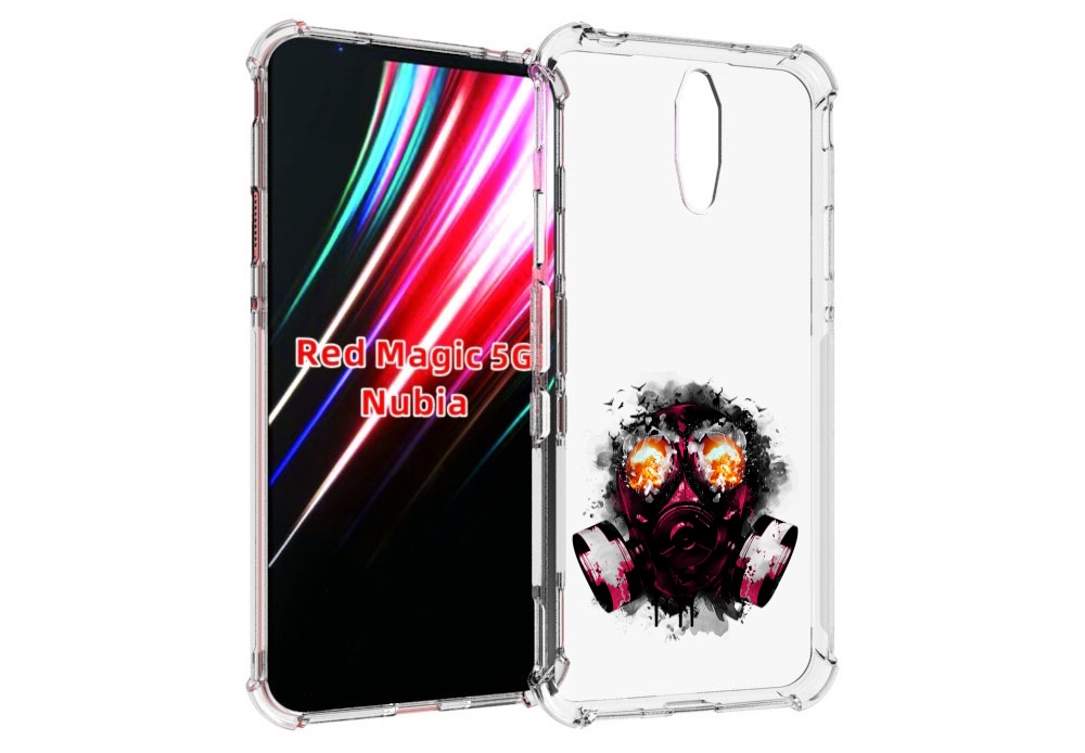 

Чехол MyPads красный противогаз для ZTE Nubia Red Magic 1 5G, Прозрачный, Tocco