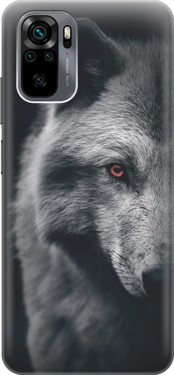 

Чехол на Xiaomi Redmi Note 10 "Красноглазый волк", Красный;серый, 7997