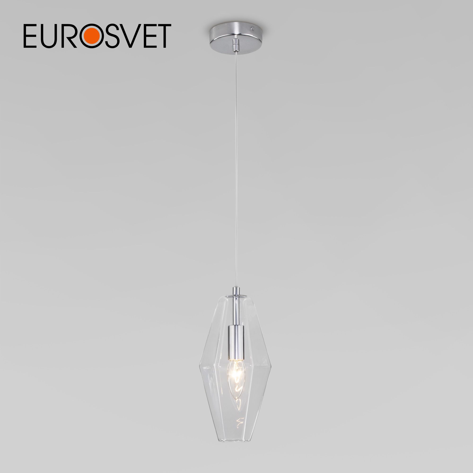 Подвесной светильник Eurosvet Prism 50236/1 хром с стеклянным прозрачным плафоном E14