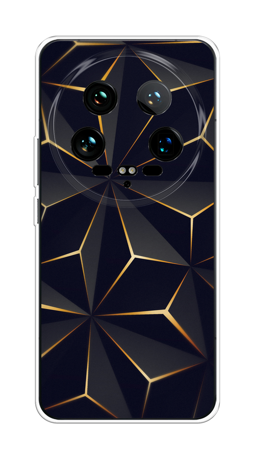 

Чехол на Xiaomi 14 Ultra "Черные полигоны", Золотистый;черный, 321850-1