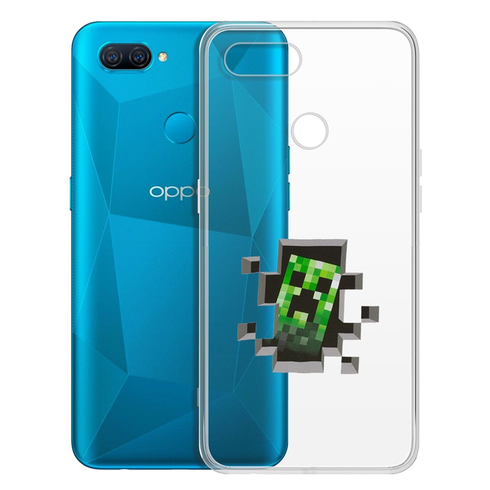 

Чехол-накладка Minecraft-Крипер для OPPO A12/A11k/A7/A5s, Прозрачный