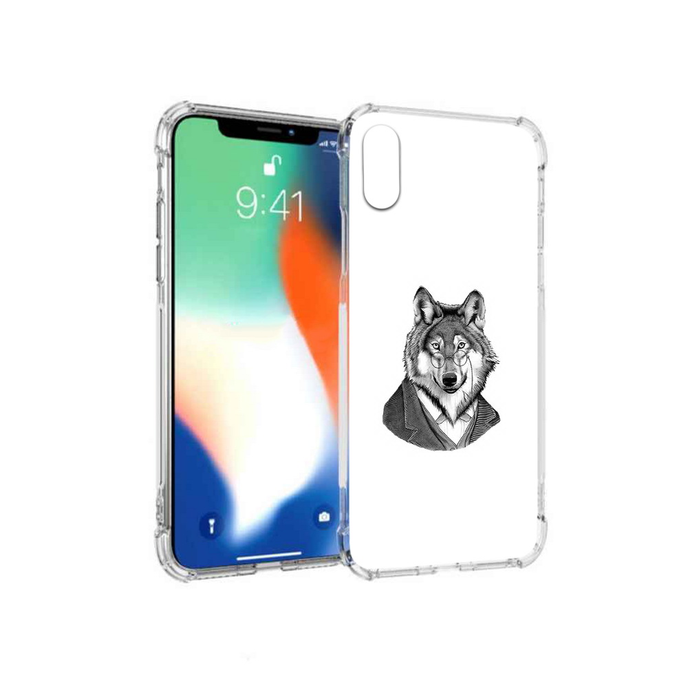 Чехол MyPads Tocco для Apple iPhone X волк в пиджаке (PT94261.606.266)