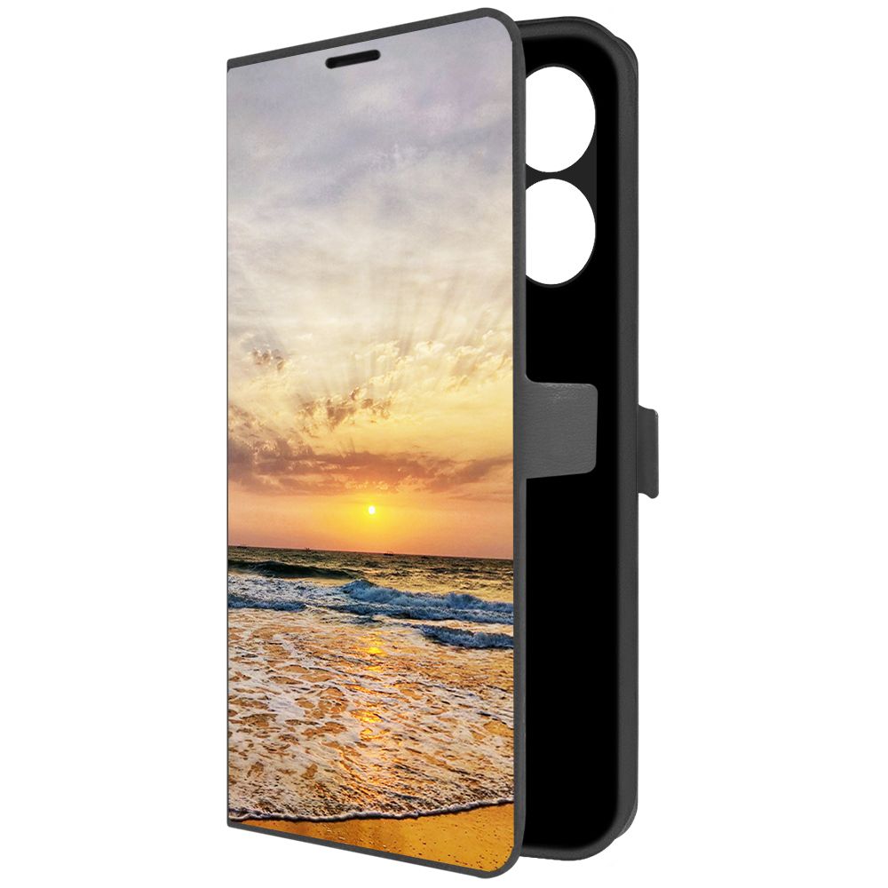 Чехол-книжка Krutoff Eco Book для TECNO Spark 10 Индия, Пляжи Гоа (черный)