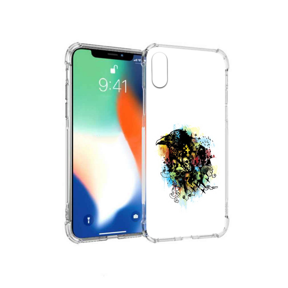 

Чехол MyPads Tocco для Apple iPhone X ворон и черепа (PT94261.606.273), Прозрачный, Tocco