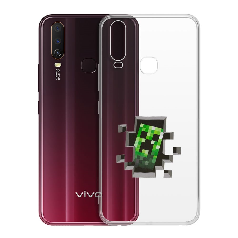 

Чехол-накладка Minecraft-Крипер для Vivo Y11/Y12/Y17, Прозрачный