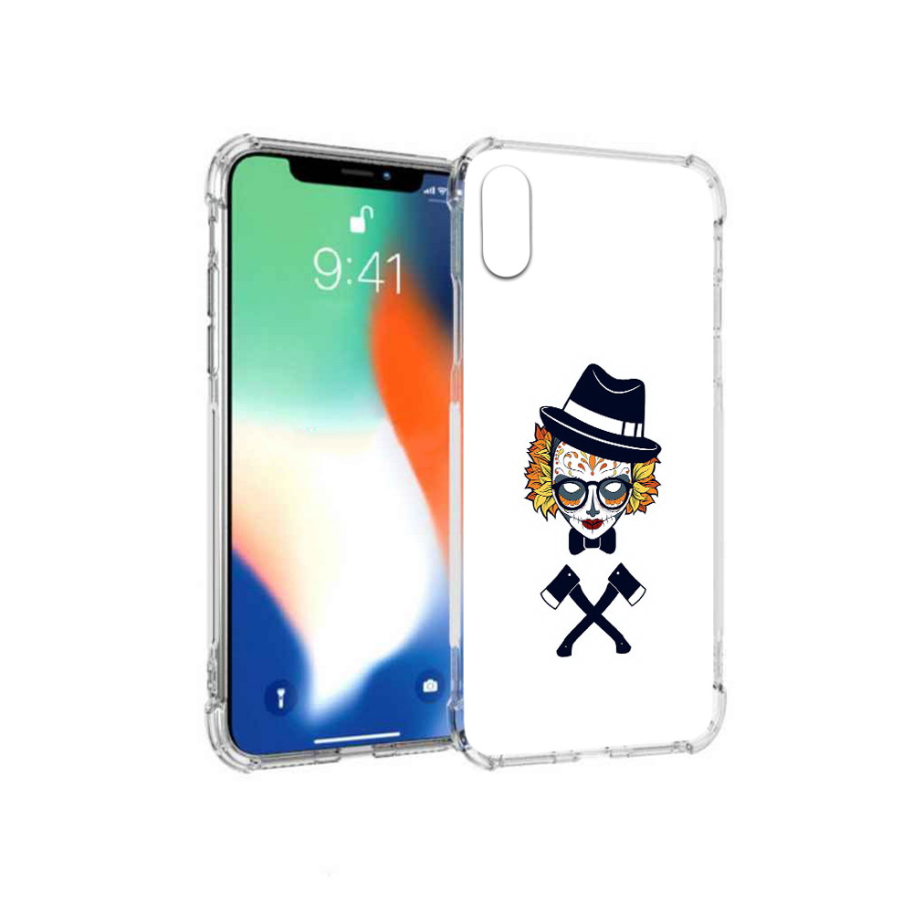 

Чехол MyPads Tocco для Apple iPhone X девушка в маске с топорами рисунок (PT94261.606.304), Прозрачный, Tocco