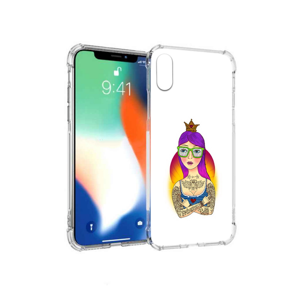 

Чехол MyPads Tocco для Apple iPhone X девушка в татуировках с короной (PT94261.606.305), Прозрачный, Tocco