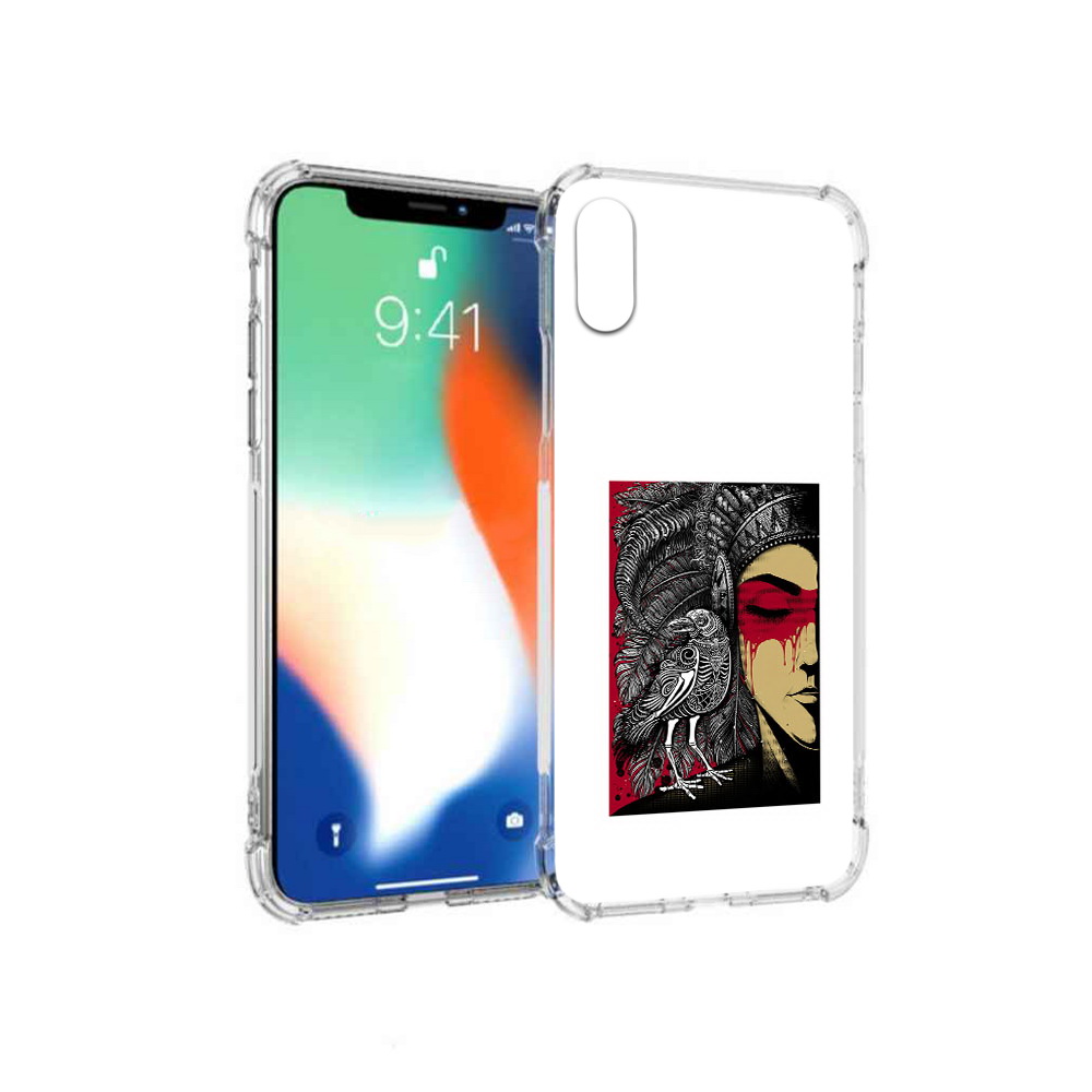 

Чехол MyPads Tocco для Apple iPhone X девушка с вороном в абстракции (PT94261.606.311), Прозрачный, Tocco