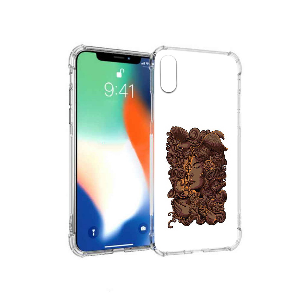 

Чехол MyPads Tocco для Apple iPhone X девушка с длинными волосами абстракция, Прозрачный, Tocco