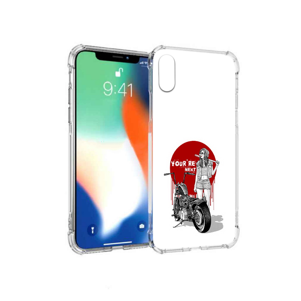 Чехол MyPads Tocco для Apple iPhone X девушка с мотоциклом (PT94261.606.315)