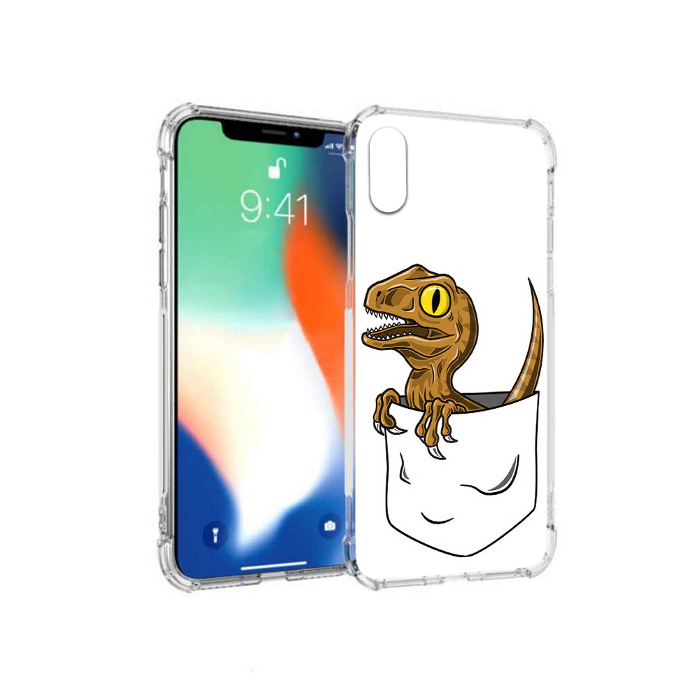 

Чехол MyPads Tocco для Apple iPhone X динозавр в кармане (PT94261.606.327), Прозрачный, Tocco