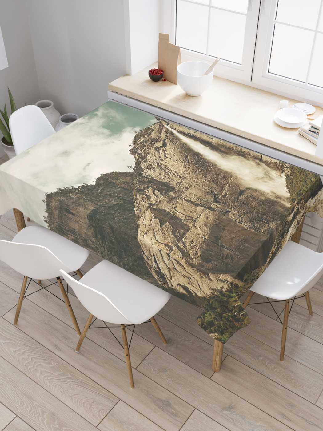 

Скатерть прямоугольная JoyArty "Ожившая река" из сатена, 120x145 см, Серый, Ожившая река