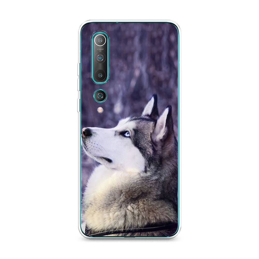 

Чехол на Xiaomi Mi 10 Pro "Хаски 1", Фиолетовый;белый, 37850-1