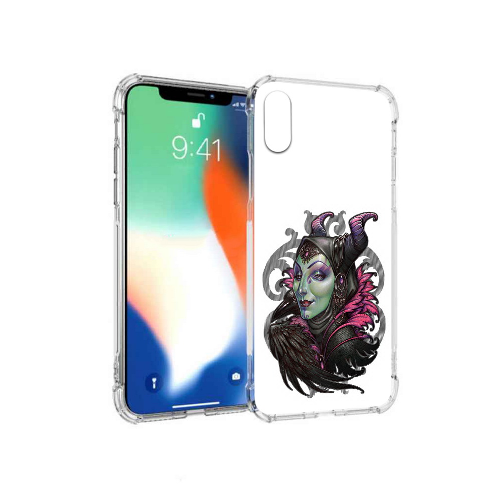 

Чехол MyPads Tocco для Apple iPhone X зеленая девушка с вороном (PT94261.606.357), Прозрачный, Tocco