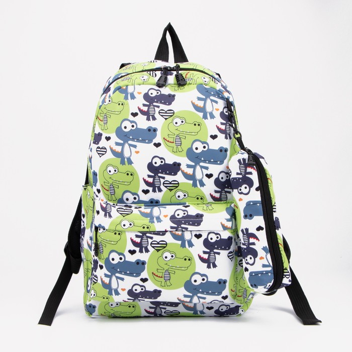 Рюкзак на молнии Sima-land наружный карман, пенал, зелёный 7344112
