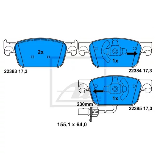 фото Ate '13046073142 13.0460-7314.2_колодки тормозные дисковые 155.1x64x17.3 audi a4 allroad a