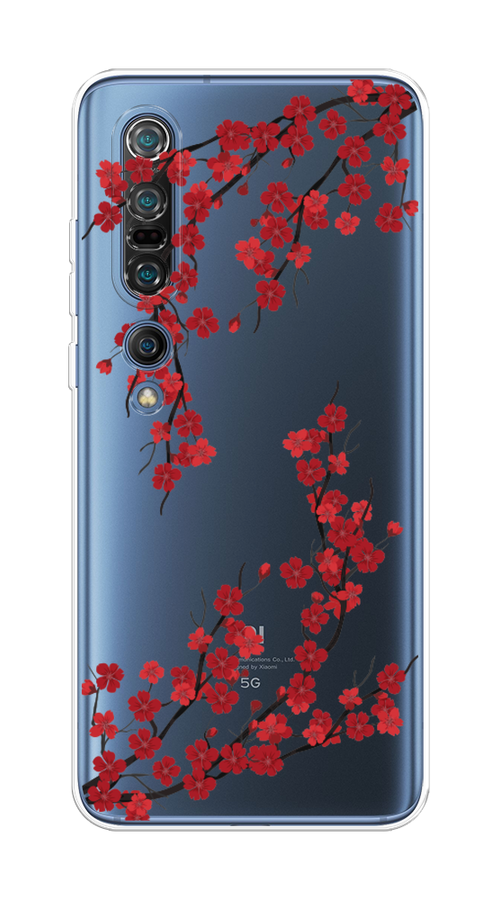 

Чехол на Xiaomi Mi 10 Pro "Красная сакура", Красный;черный, 37850-2