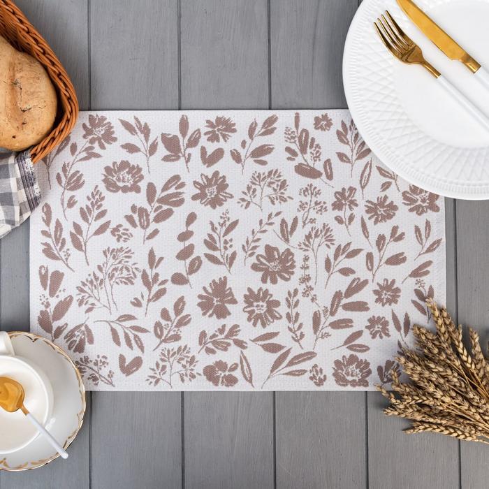 фото Салфетка "этель" flowers brown 30х45 см вид 2, 35% хл 65% пэ, 370 г/м2
