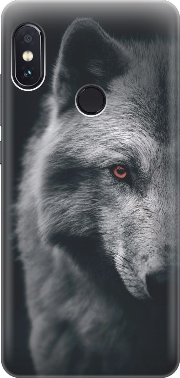 

Чехол на Xiaomi Redmi Note 5 "Красноглазый волк", Красный;серый, 8030