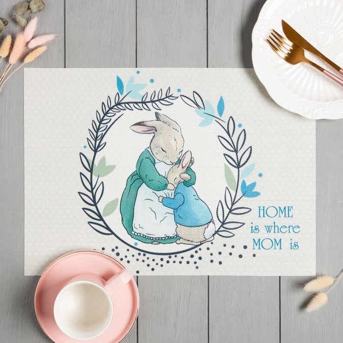 фото Салфетка на стол доляна "home is where mom is" пвх 40*29см