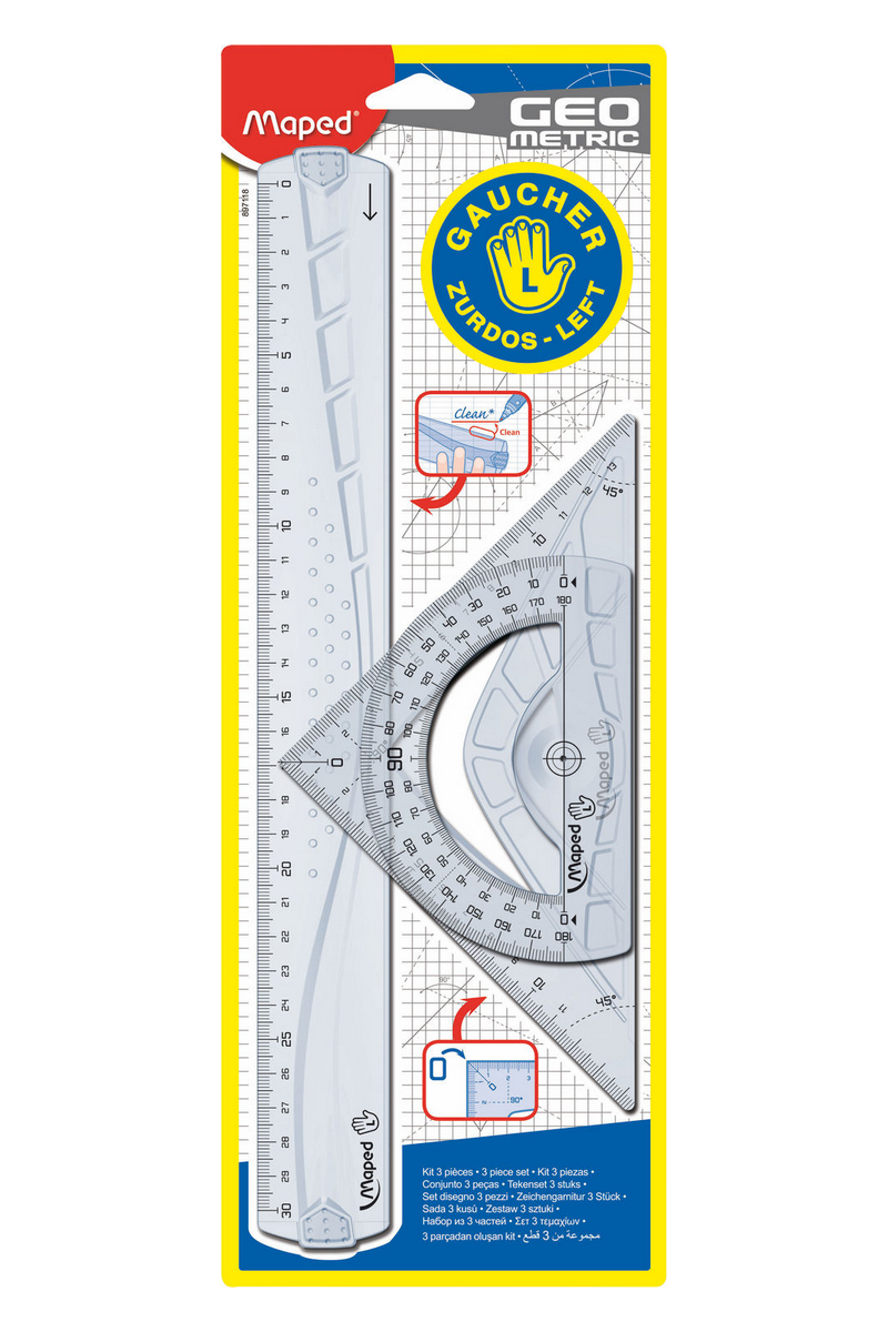 

Набор линеек Maped Geometric из 3-х предметов для левшей/897118, Прозрачный