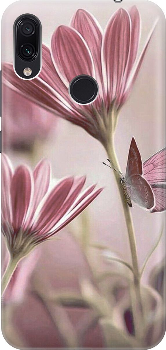 

Чехол на Xiaomi Redmi Note 7 "Бабочка на розовом цветке", Бежевый;розовый, 4797