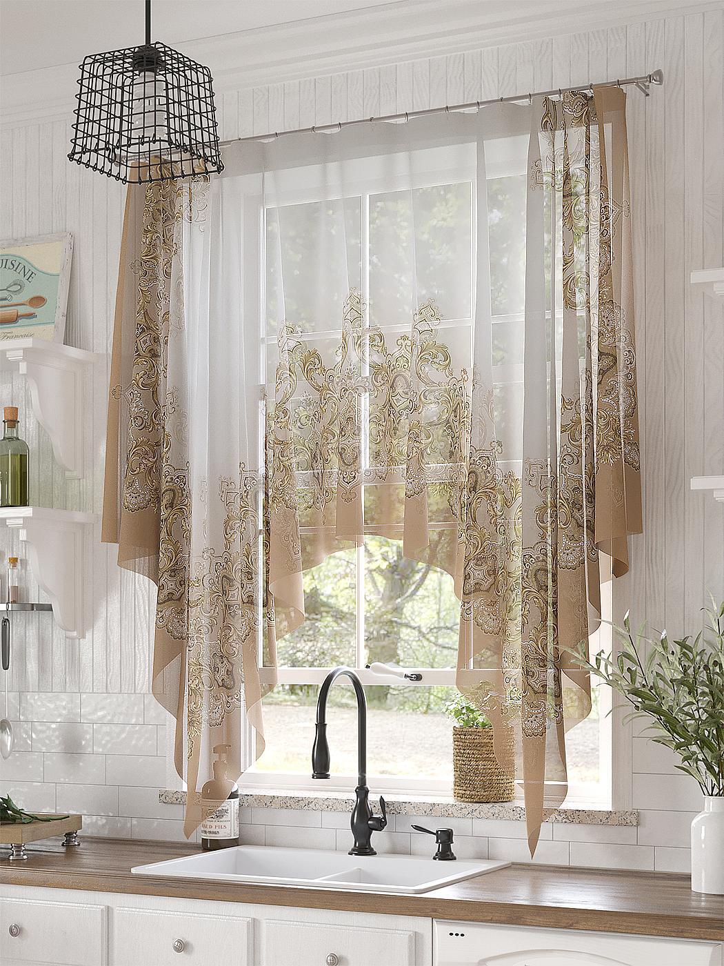 

Тюль AT HOME / шторы в комнату 200х145 см / Лиминес (бежевый), 534259