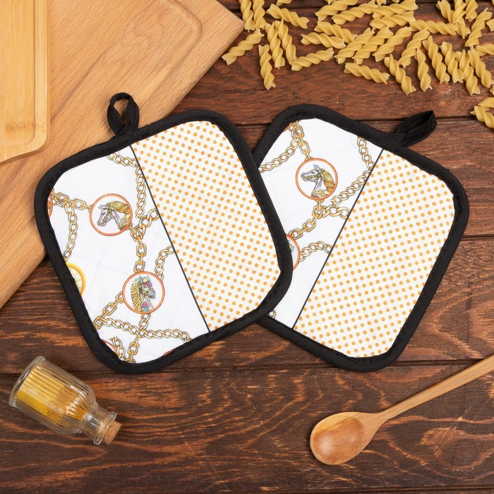 

Кухонный набор (2 предмета) Этель «Горох», прихватка 17х17 см, 100% п/э, Sweet home Этель