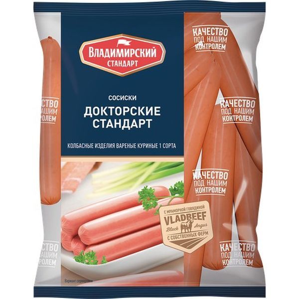

Сосиски Владимирский стандарт Докторский стандарт Легкие вареные 350 г