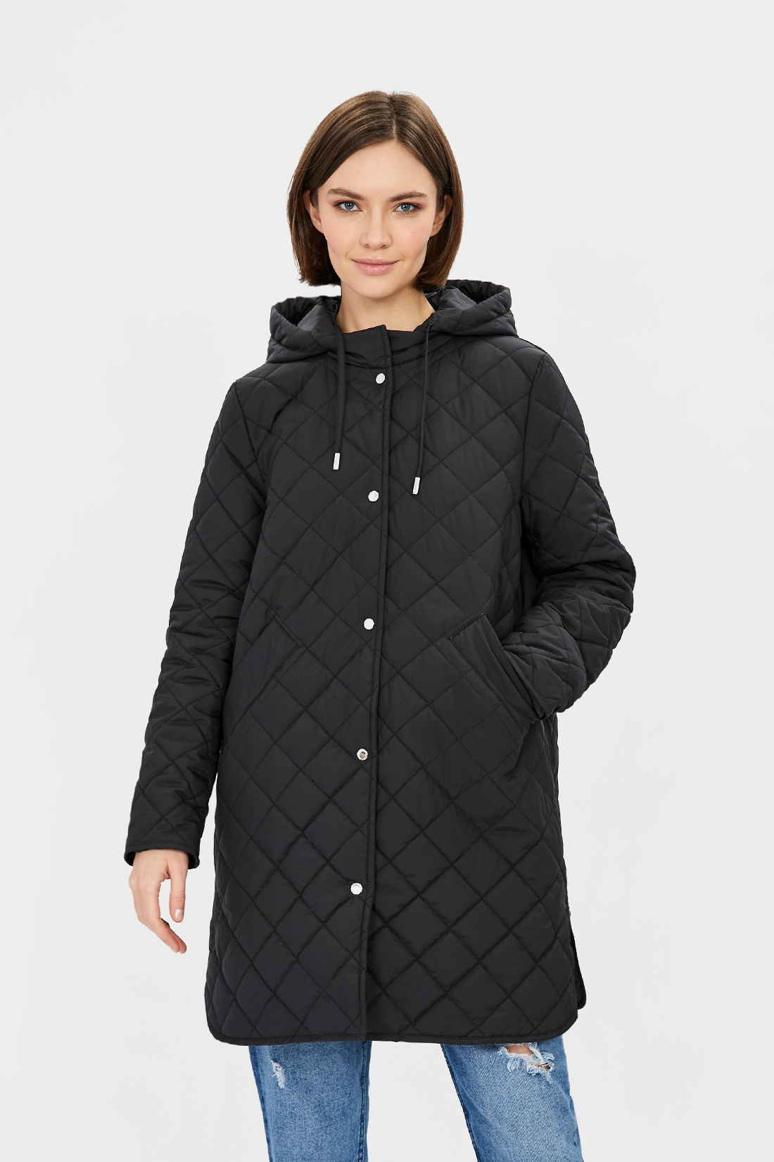 фото Утепленное пальто женское baon b031039 черное 3xl