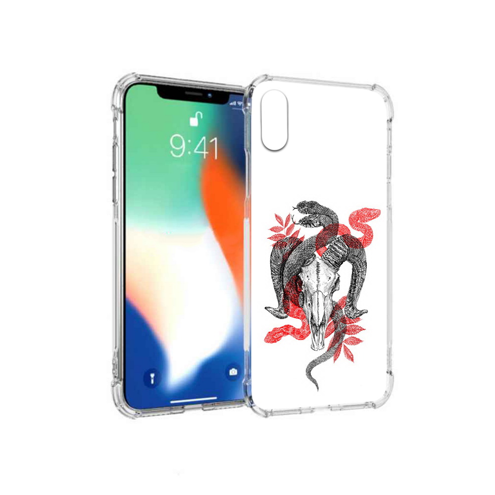 

Чехол MyPads Tocco для Apple iPhone X змея в черепе рисунок (PT94261.606.365), Прозрачный, Tocco