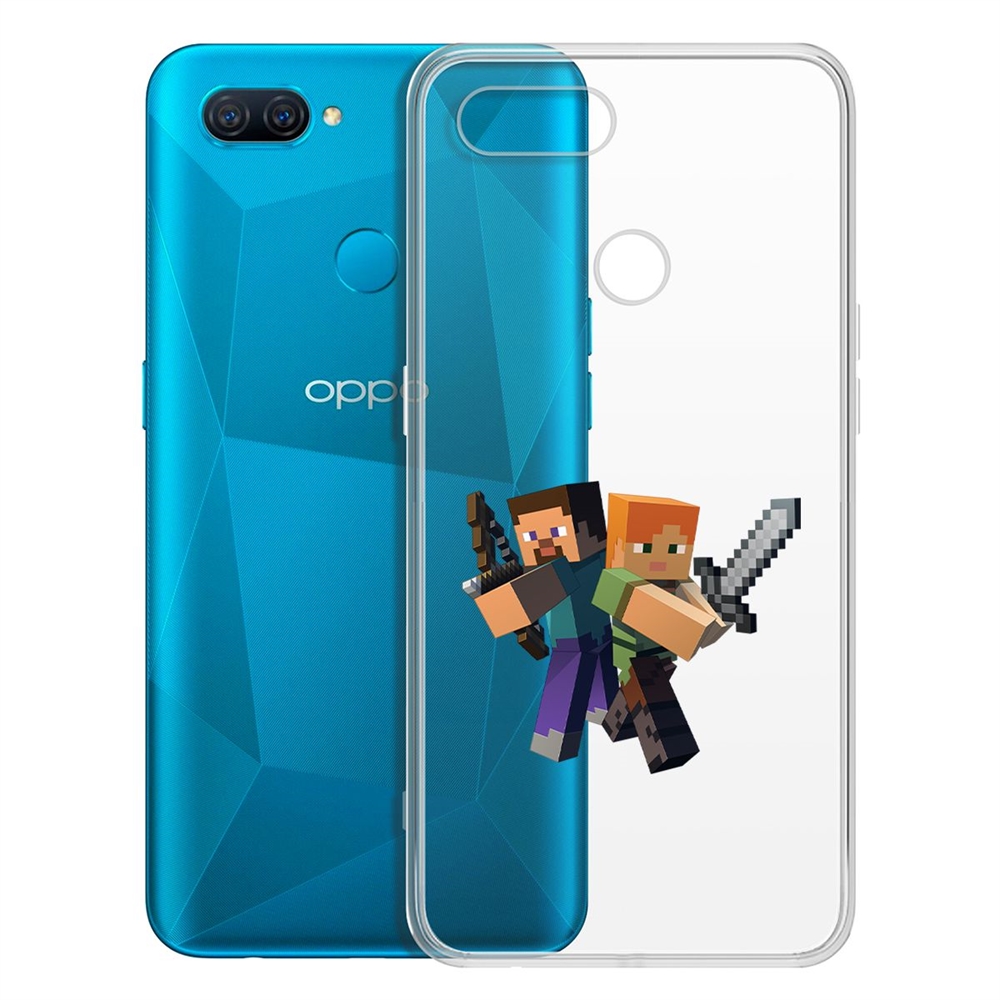 

Чехол-накладка Minecraft-Стив и Алекс для OPPO A12/A11k/A7/A5s, Прозрачный