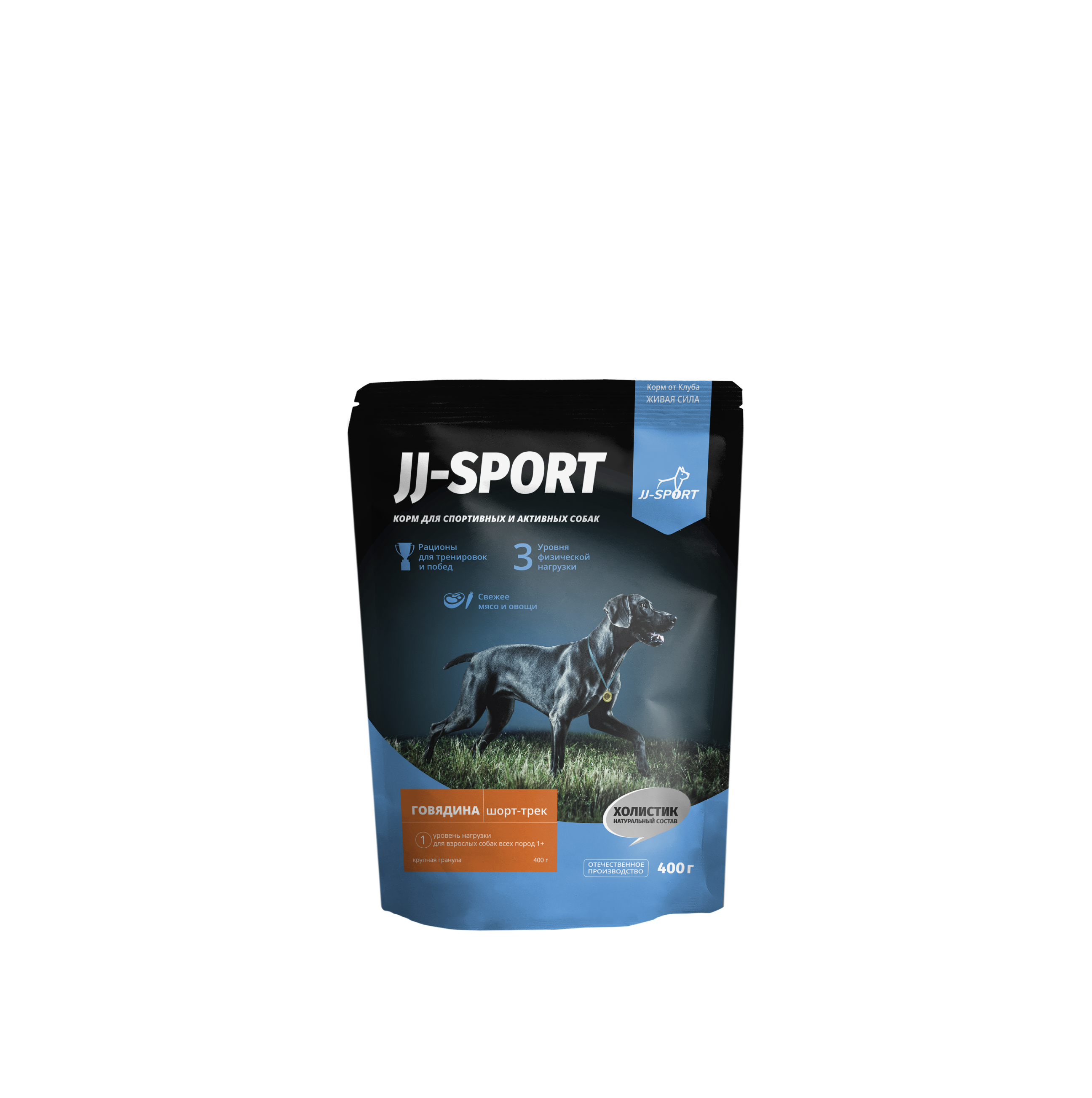 Сухой корм для собак JJ-SPORT Шорт-трек Живая Сила, крупная гранула, с говядиной, 0,4 кг