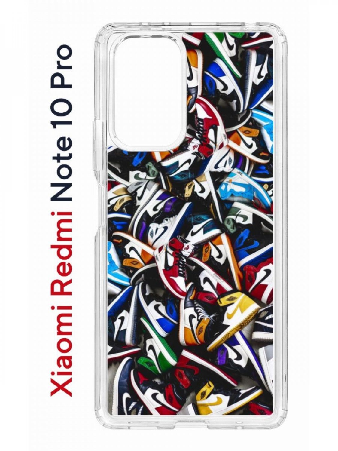 Чехол на Redmi Note 10 Pro Kruche Print Кроссовки Nike Air,противоударный бампер с принтом