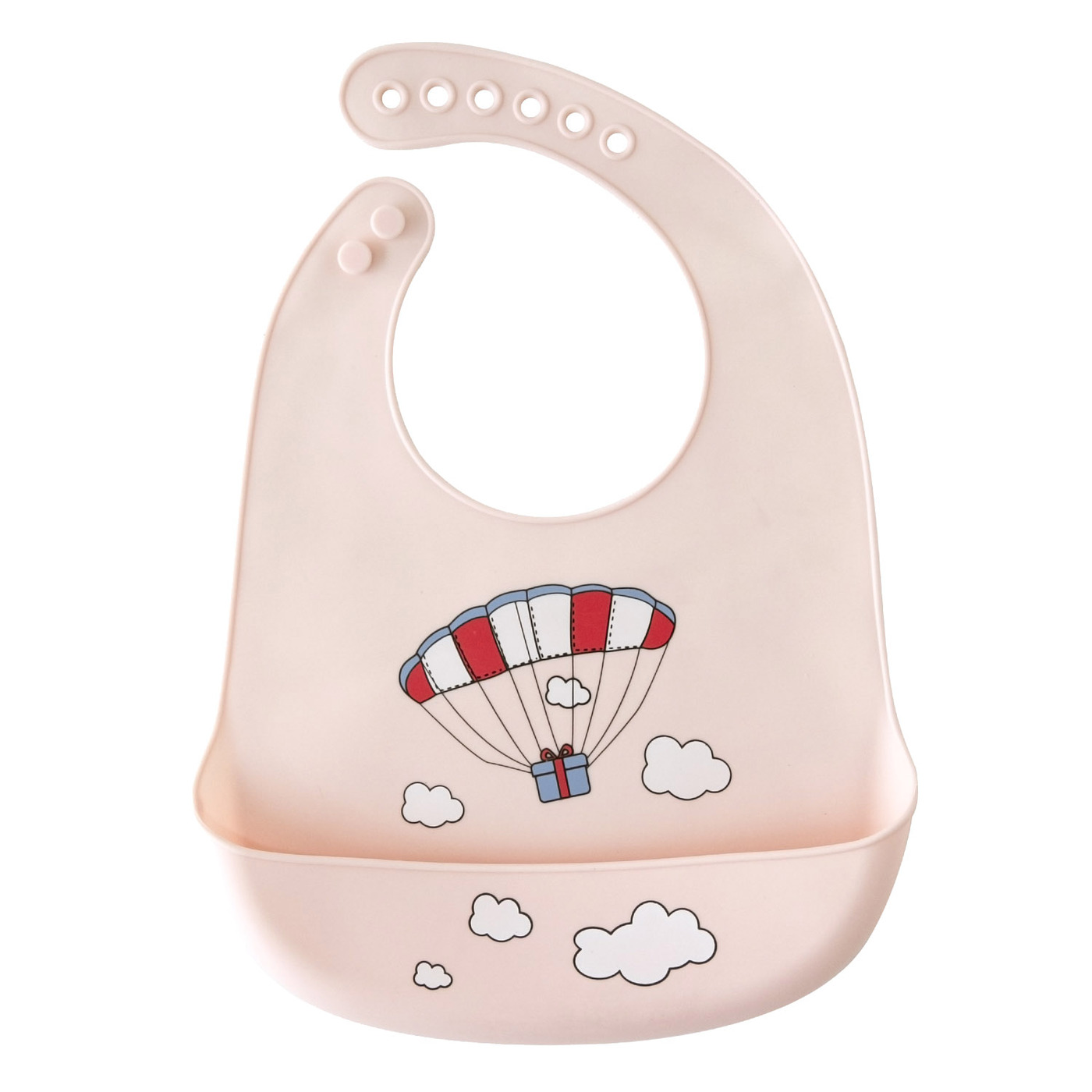 Нагрудник для кормления новорожденных Baby Nice, с карманом, силиконовый, 31х23см, розовый