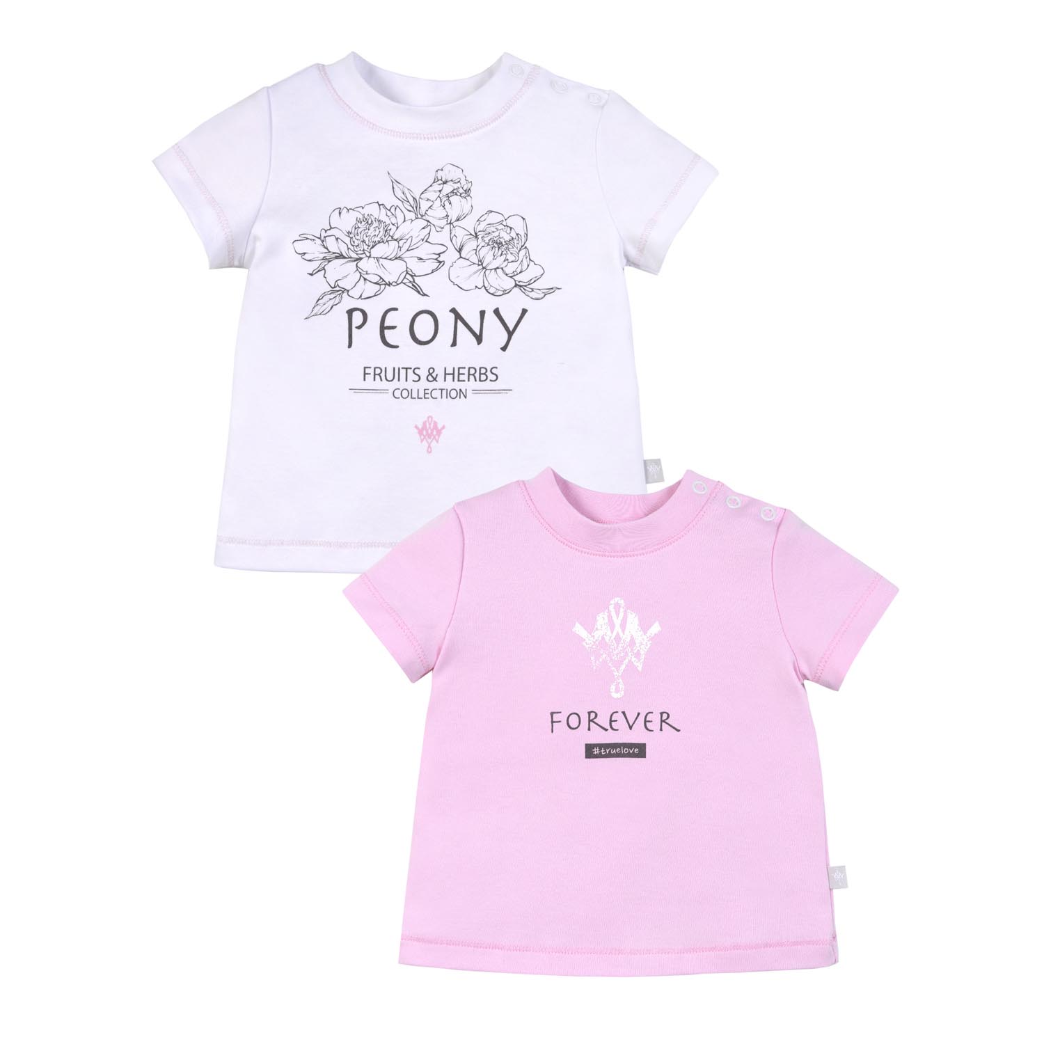 фото Комплект для девочки- футболки 2шт. 21-14010 пион, интерлок, мамуляндия белый; розовый 86