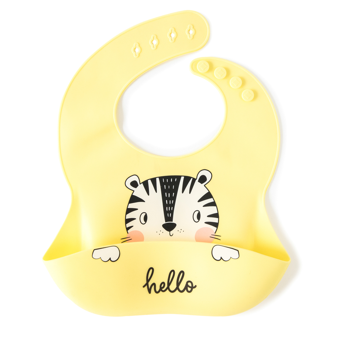 фото Нагрудник для кормления новорожденных baby nice, с карманом, силиконовый, 31х23 см, желтый