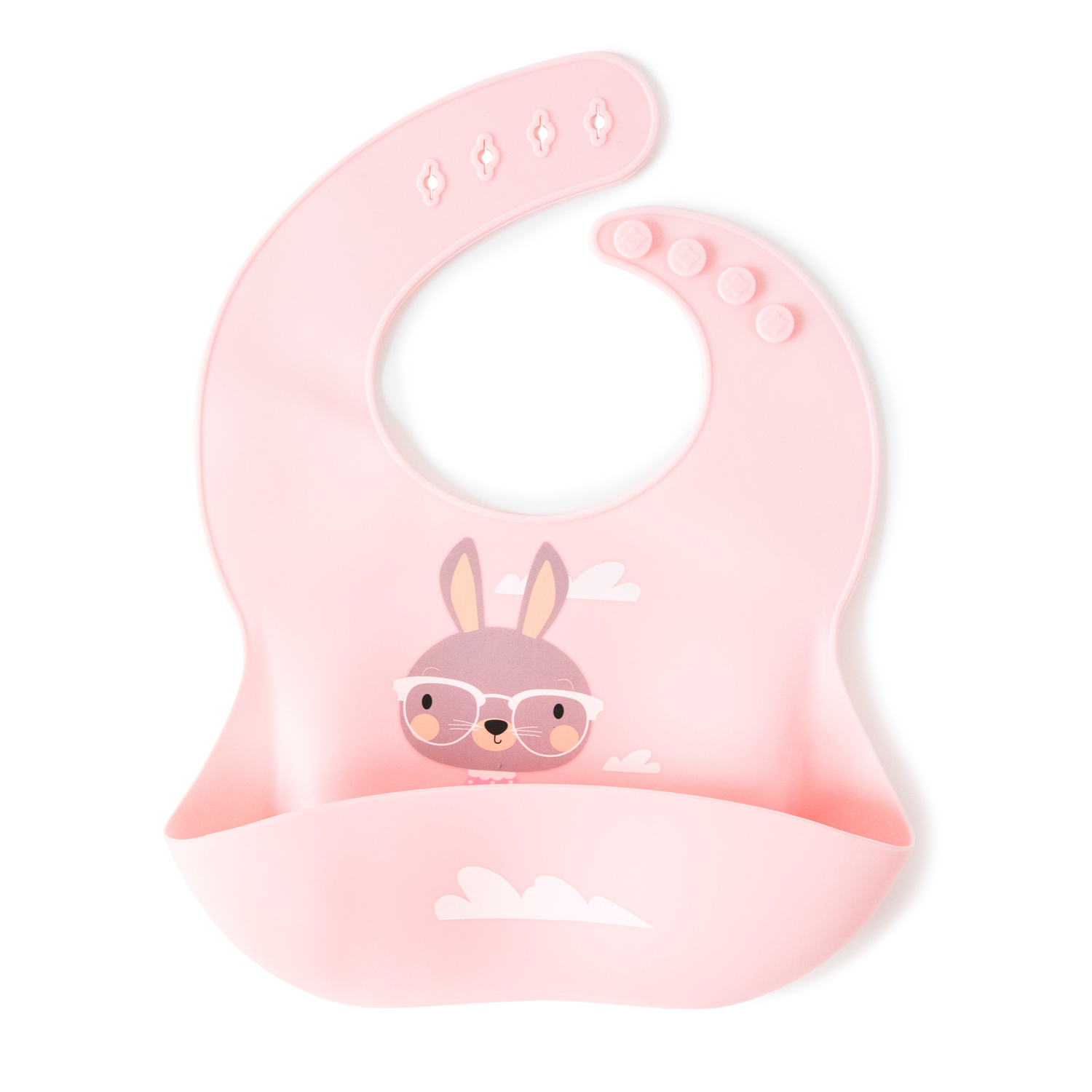 фото Нагрудник для кормления новорожденных baby nice, с карманом, силиконовый, 31х23см, розовый