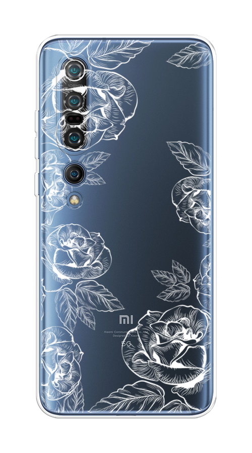 

Чехол на Xiaomi Mi 10 Pro "Розы графика", Черный;серый, 37850-2