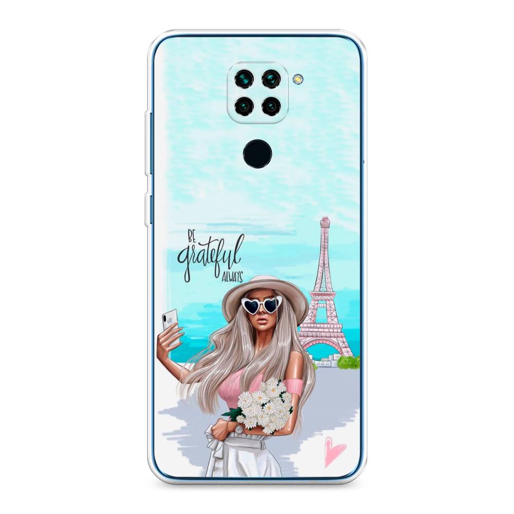 

Чехол на Xiaomi Redmi 10X 4G/Note 9 "Селфи Париж", Голубой;бежевый, 38250-6