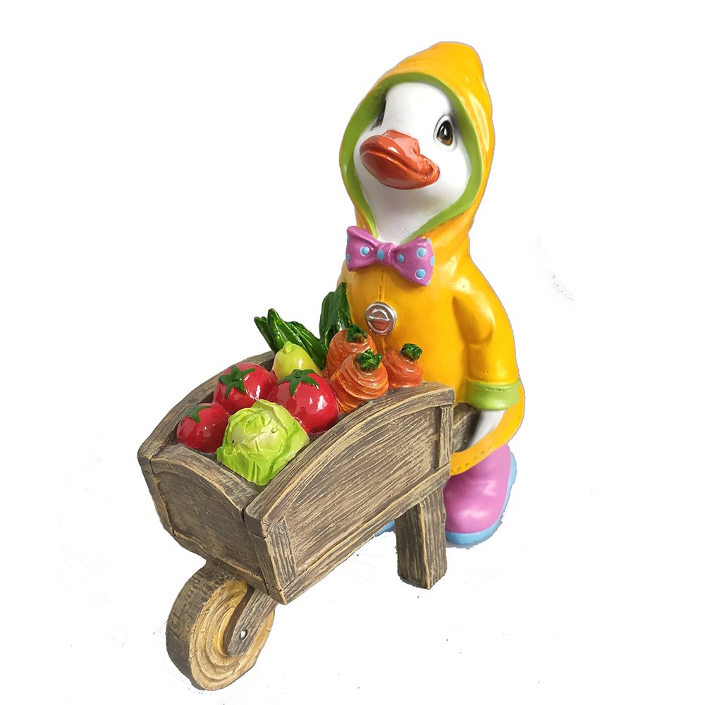 фото Фигура декоративная утенок с тележкой овощей ksmr-718345/f821 nobrand