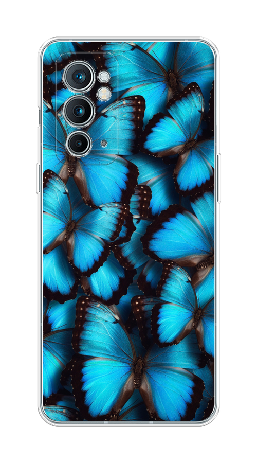 

Чехол на OnePlus 9RT "Тропическая бабочка 2", Голубой;черный, 152050-1