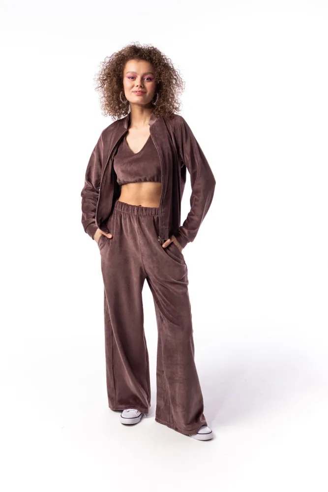 

Брюки женские Funfur Velour коричневые S, Коричневый, Velour