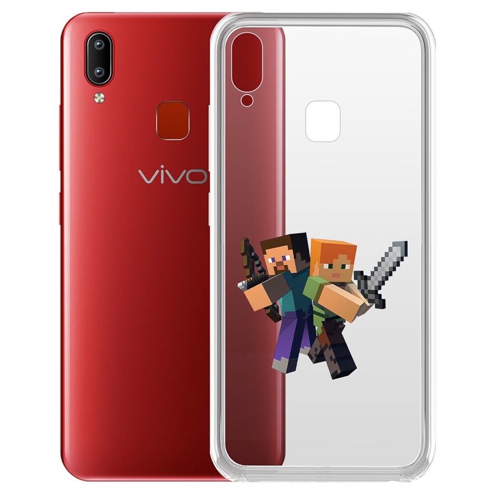 

Чехол-накладка Minecraft-Стив и Алекс для Vivo Y91/Y91i/Y93/Y95, Прозрачный
